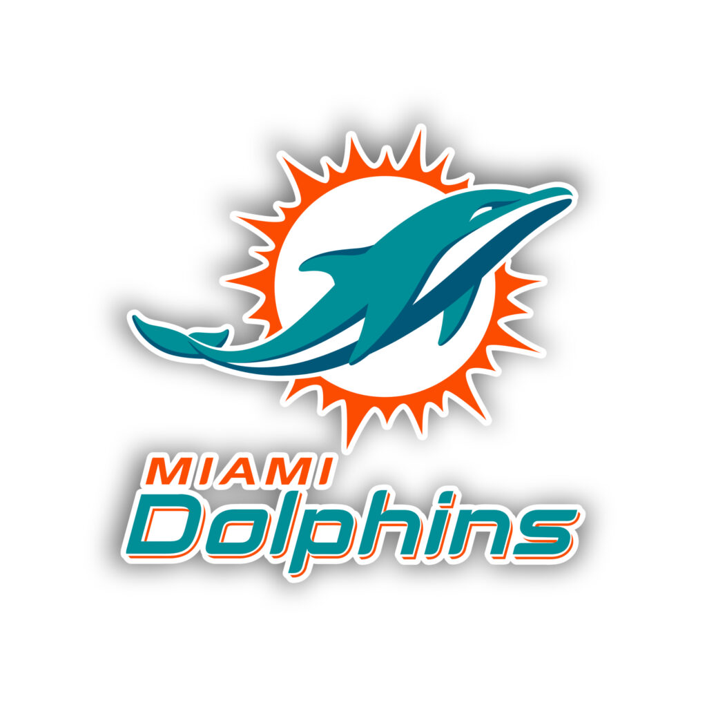Miami Dolphins – Circle – Full Color Vinyl Sticker – Custom Size