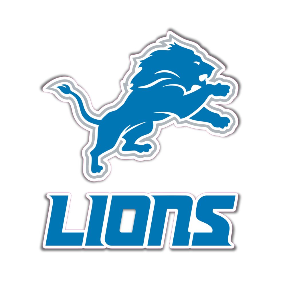 Detroit Lions – Lion With Lions Word – Full Color Vinyl Sticker – Custom Size